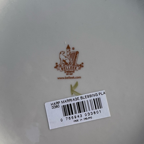 Belleek Shamrock Marriage Blessing 15th Brown Mark Plate Made in Ireland - Picture 10 of 11